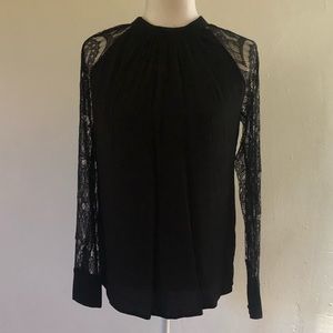 F21 black lace blouse
